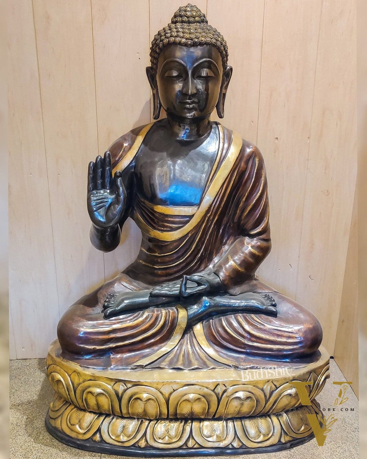 Brass Handcrafted Huge Magnificent Buddha Statue - Customizable Color 6 feet