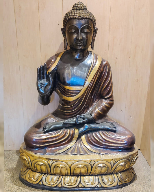 Brass Handcrafted Huge Magnificent Buddha Statue - Customizable Color 6 feet