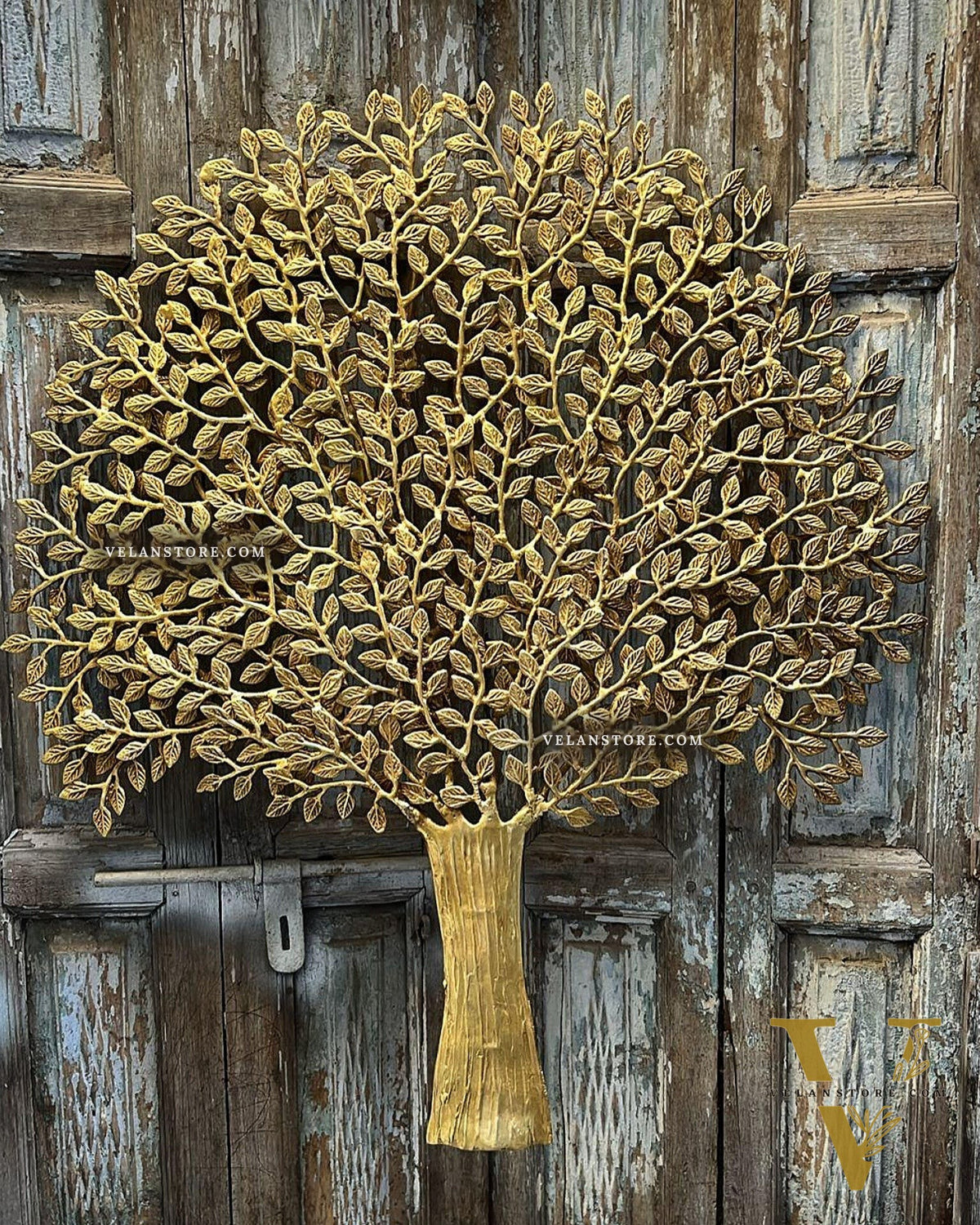 Brass Handcrafted Kalpavriksha Tree Wall Hanging - Superfine Brass 33"