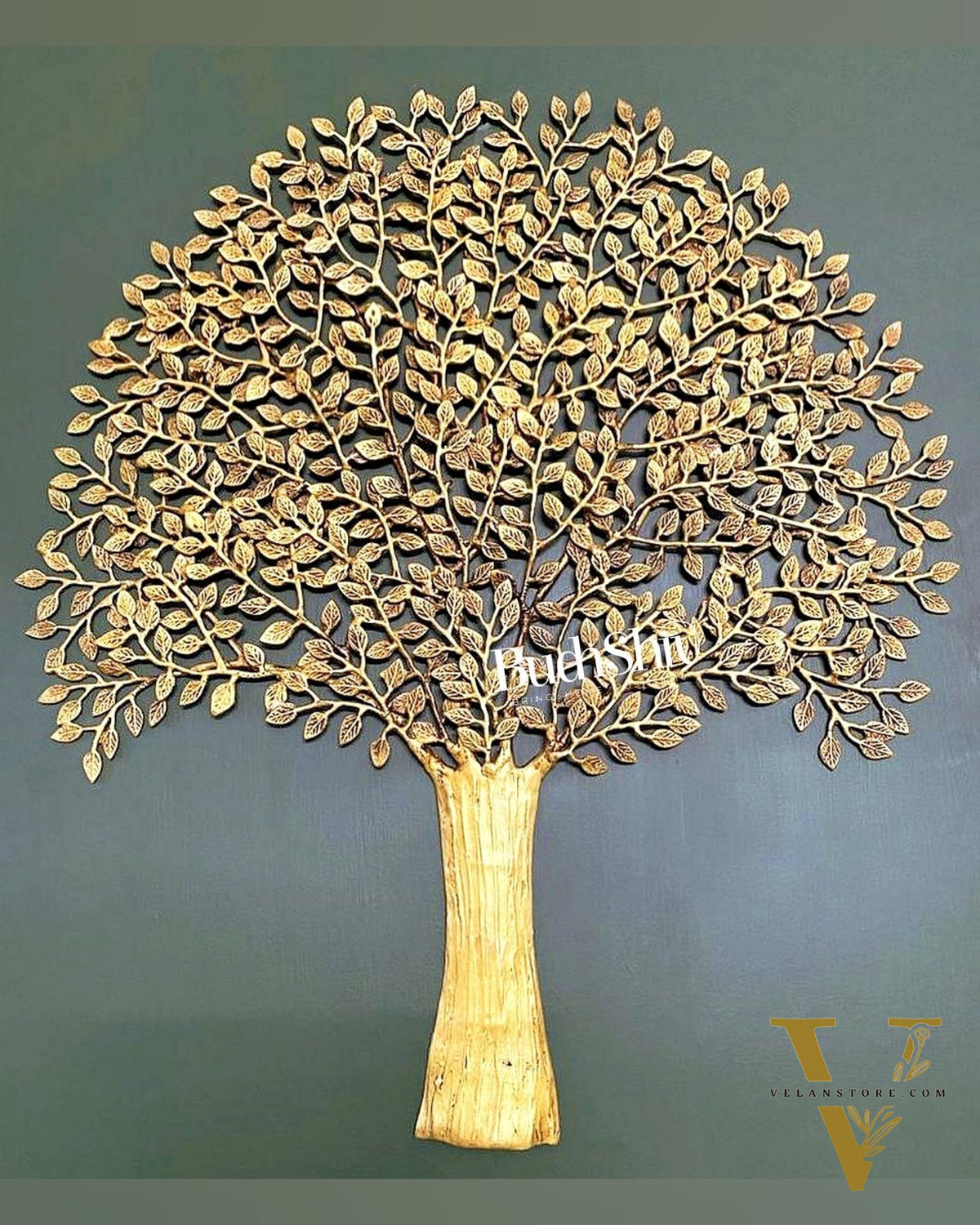 Brass Handcrafted Kalpavriksha Tree Wall Hanging - Superfine Brass 33"
