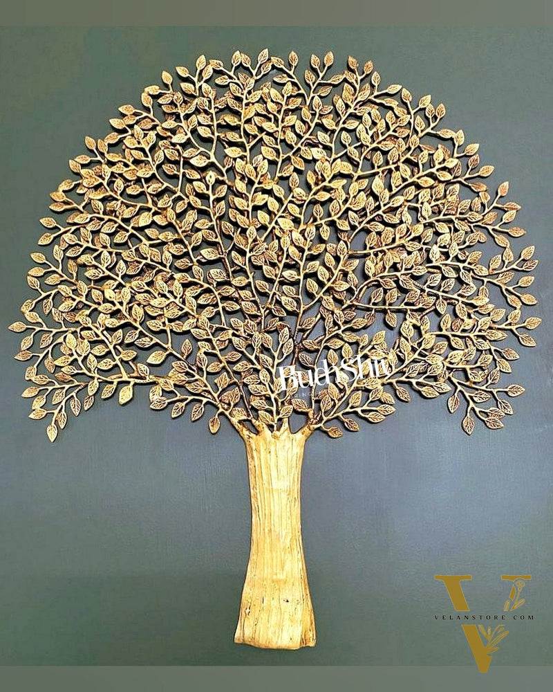 Brass Handcrafted Kalpavriksha Tree Wall Hanging - Superfine Brass 33"