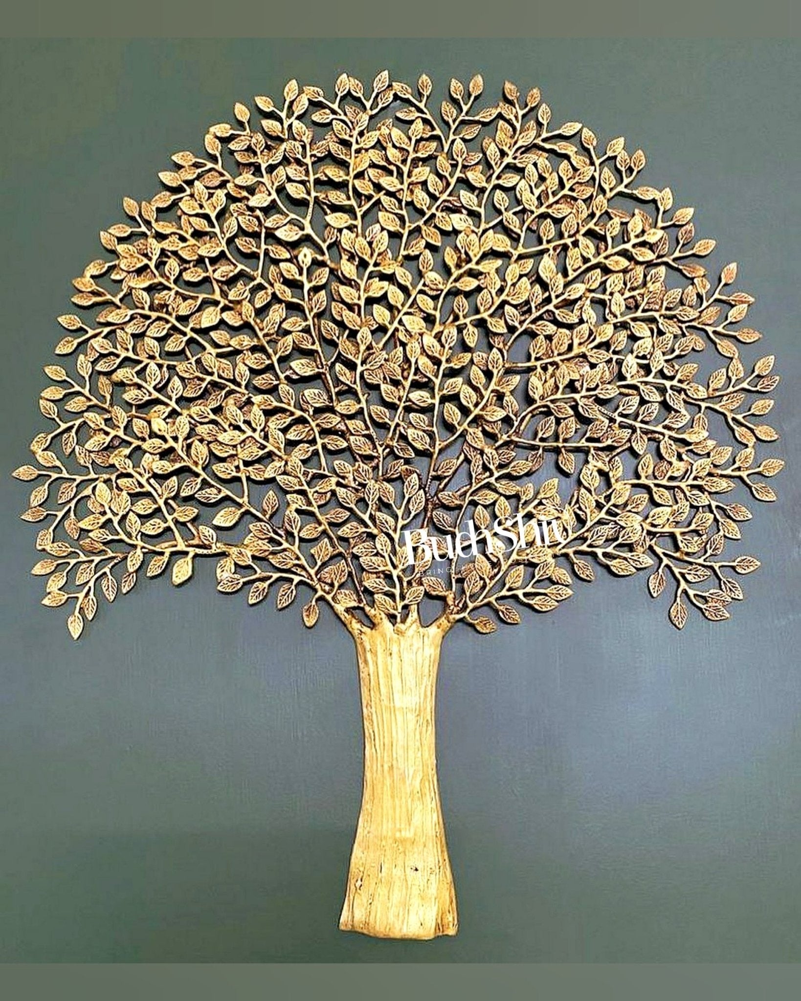 Brass Handcrafted Kalpavriksha Tree Wall Hanging - Superfine Brass 33"