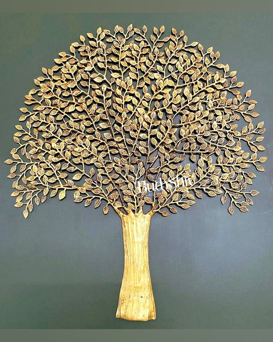 Brass Handcrafted Kalpavriksha Tree Wall Hanging - Superfine Brass 33"