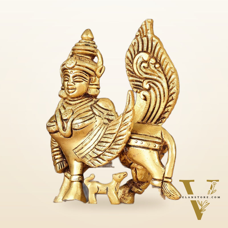 Brass Handcrafted Kamdhenu Cow with Calf Idol - Enhanced carvings 6"