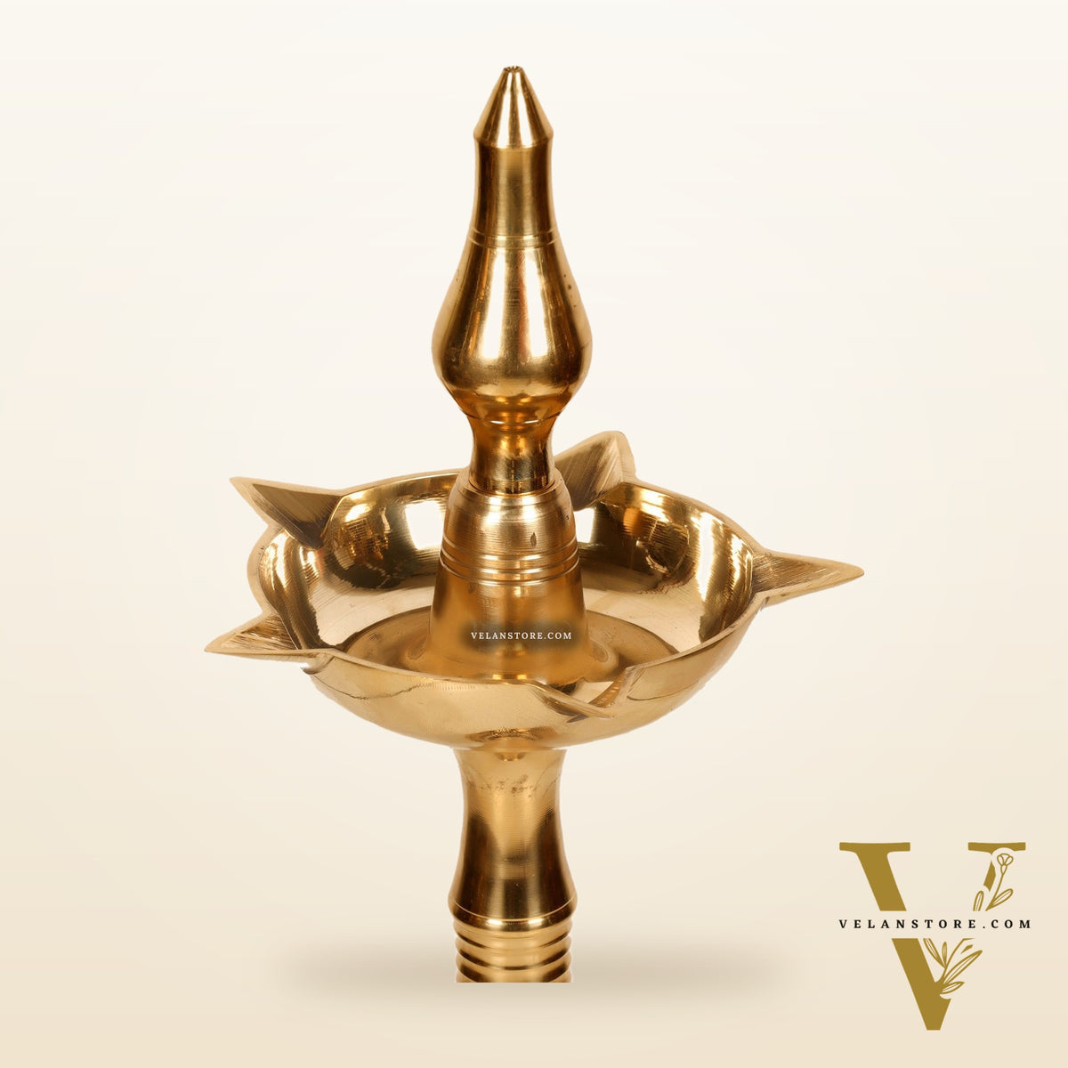 Brass Handcrafted Kerala Kuthu Vilakku with Carvings | Fine Quality Brass | 15.5" Height | Set of 2