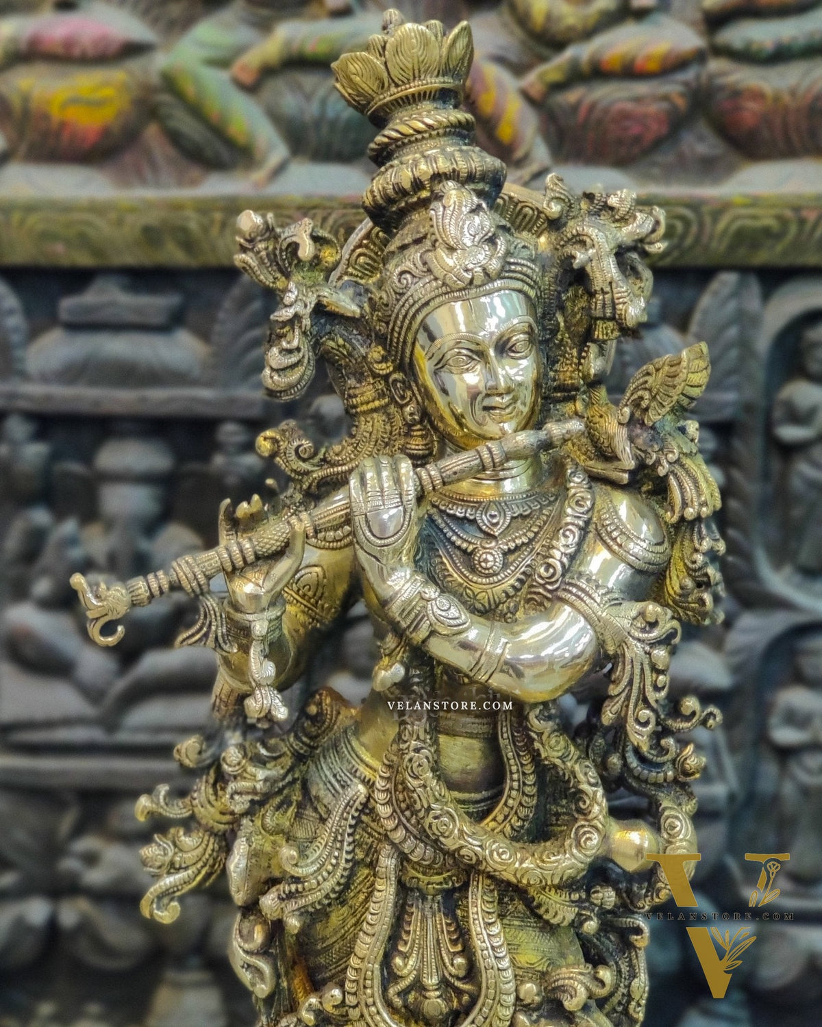 Brass Handcrafted Krishna Idol 30 "