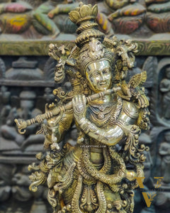 Brass Handcrafted Krishna Idol 30 "