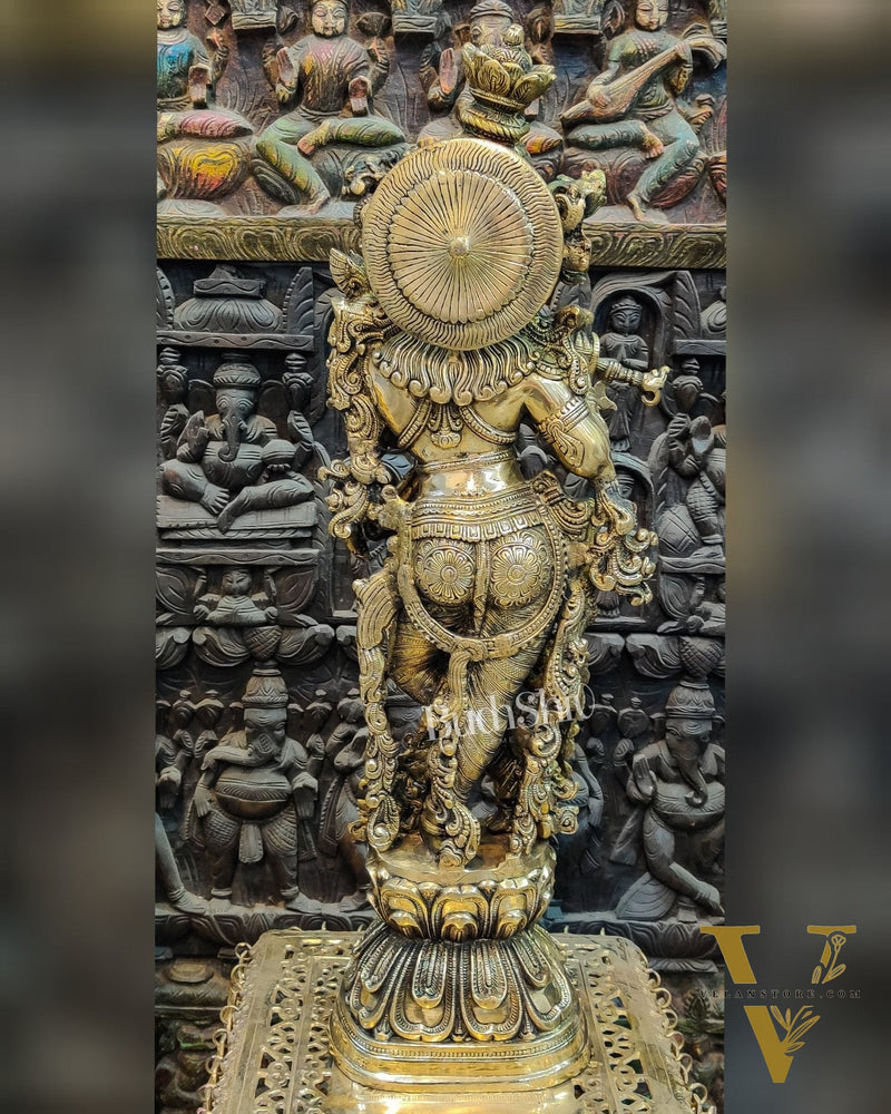 Brass Handcrafted Krishna Idol 30 "