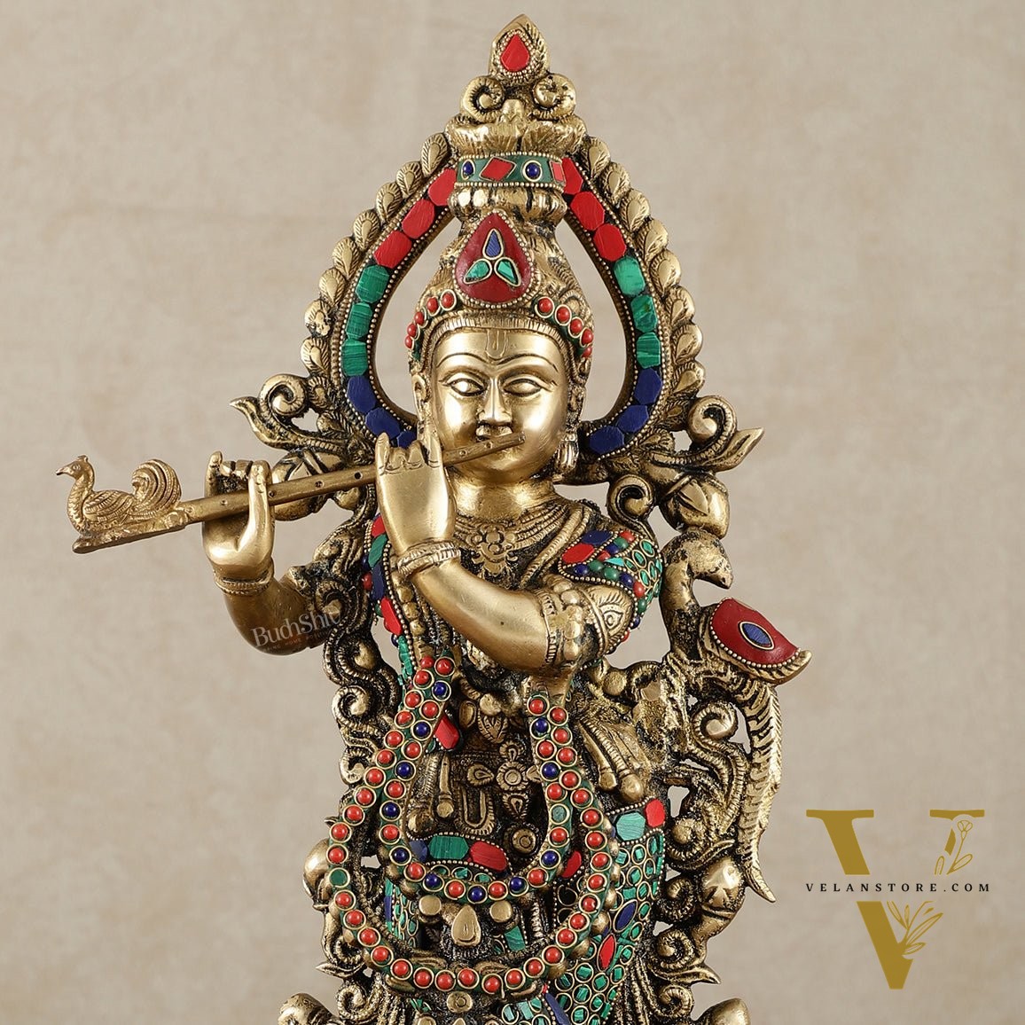 Brass Handcrafted Krishna Idol | Height 19 inch