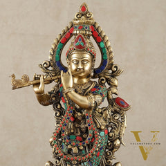 Brass Handcrafted Krishna Idol | Height 19 inch