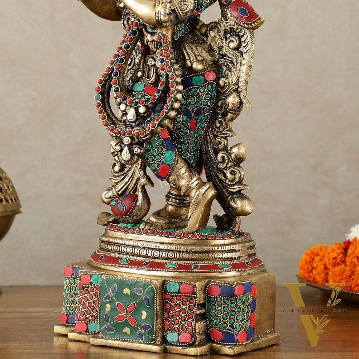Brass Handcrafted Krishna Idol | Height 19 inch