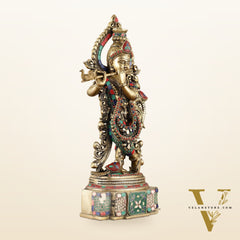 Brass Handcrafted Krishna Idol | Height 19 inch