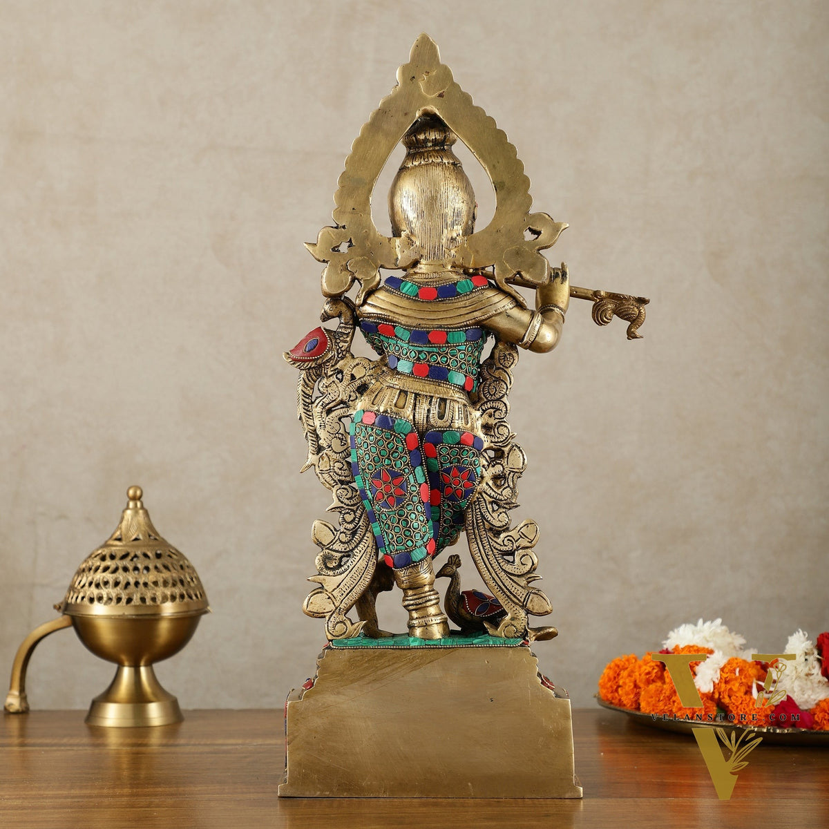 Brass Handcrafted Krishna Idol | Height 19 inch