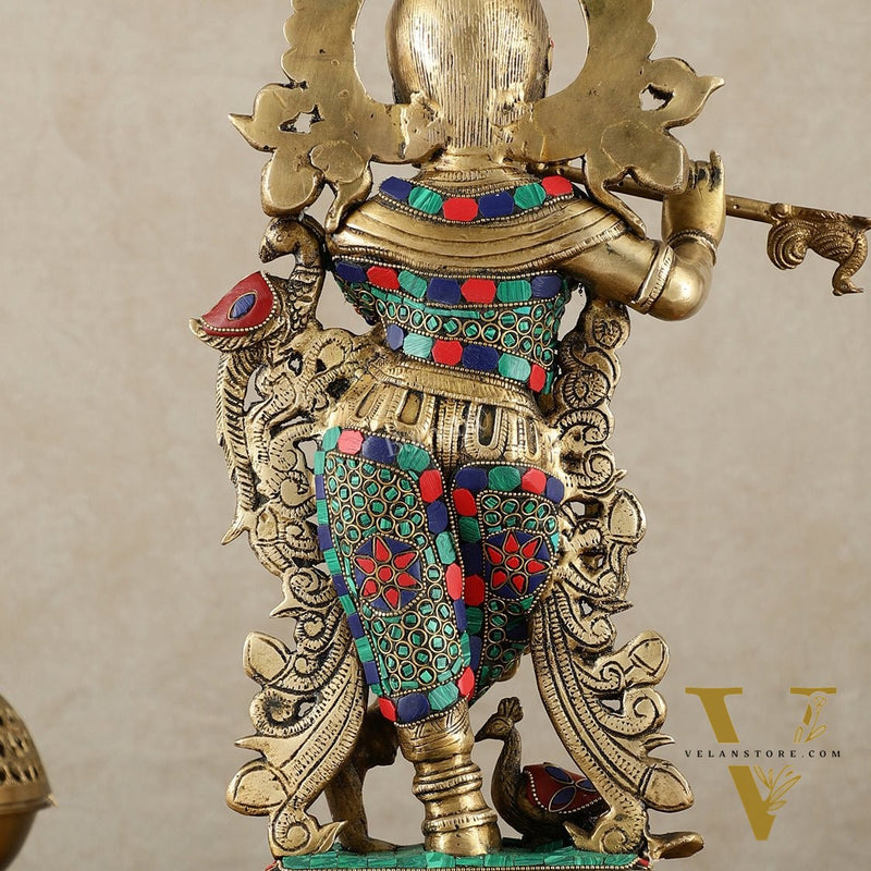 Brass Handcrafted Krishna Idol | Height 19 inch