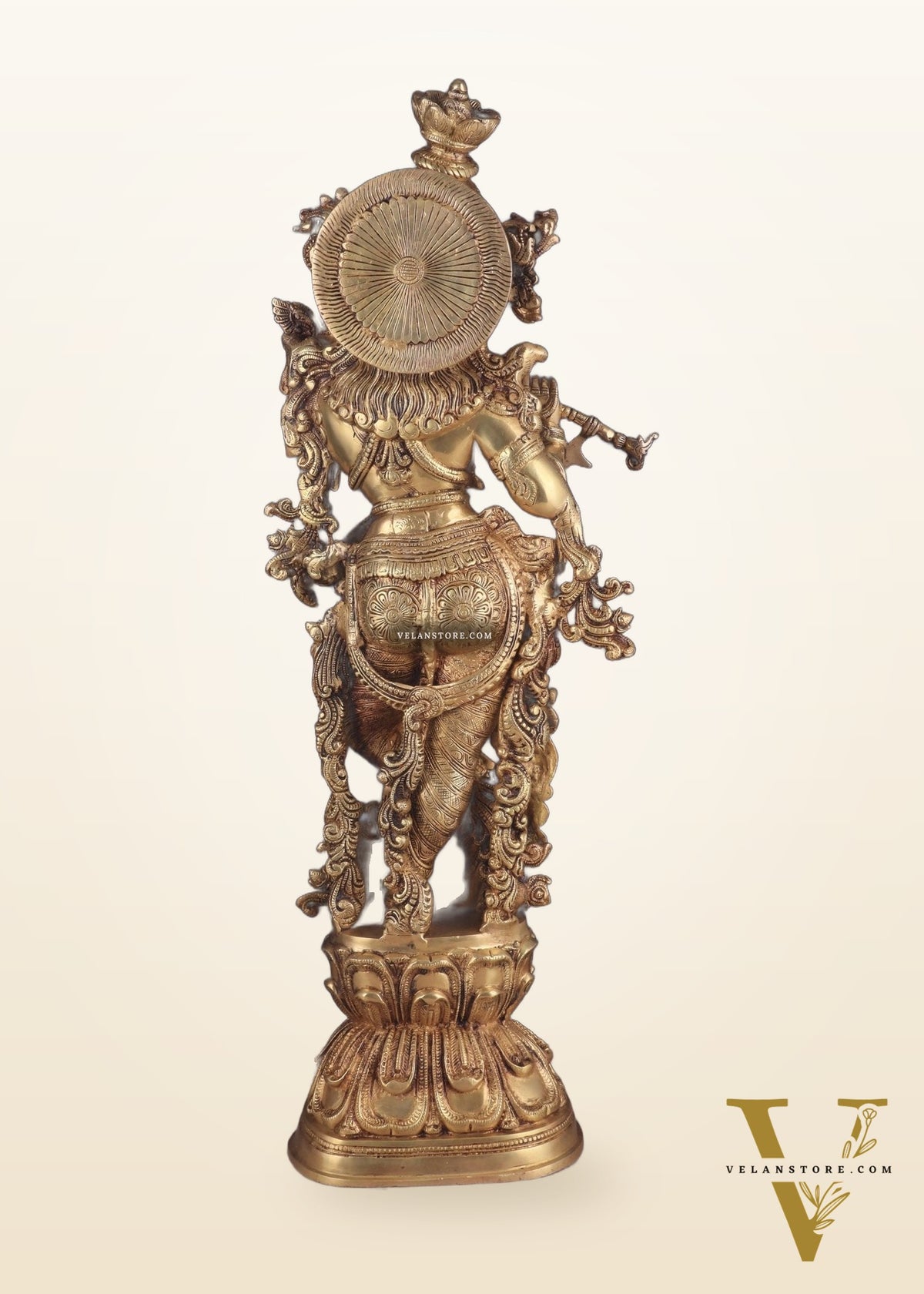 Brass Handcrafted Krishna Playing Flute Idol – 29 Inch | 18 kg
