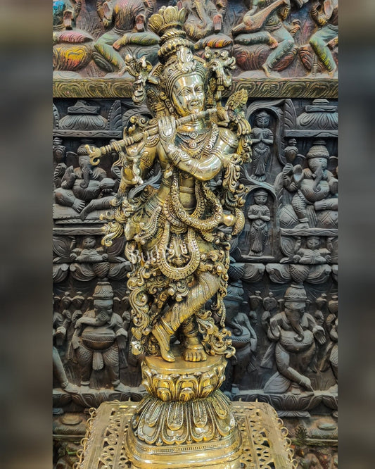 Brass Handcrafted Krishna Idol 30 "
