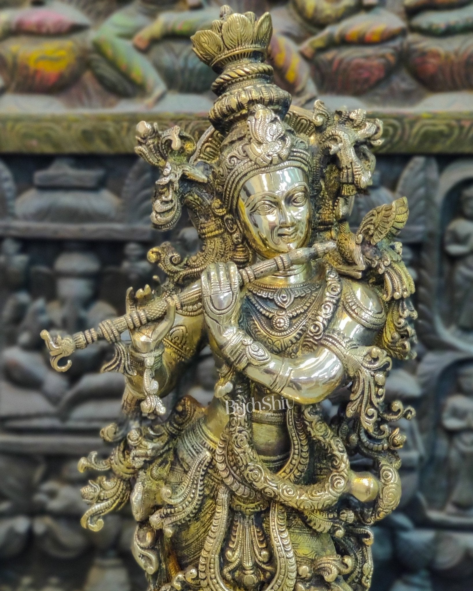 Brass Handcrafted Krishna Idol 30 "