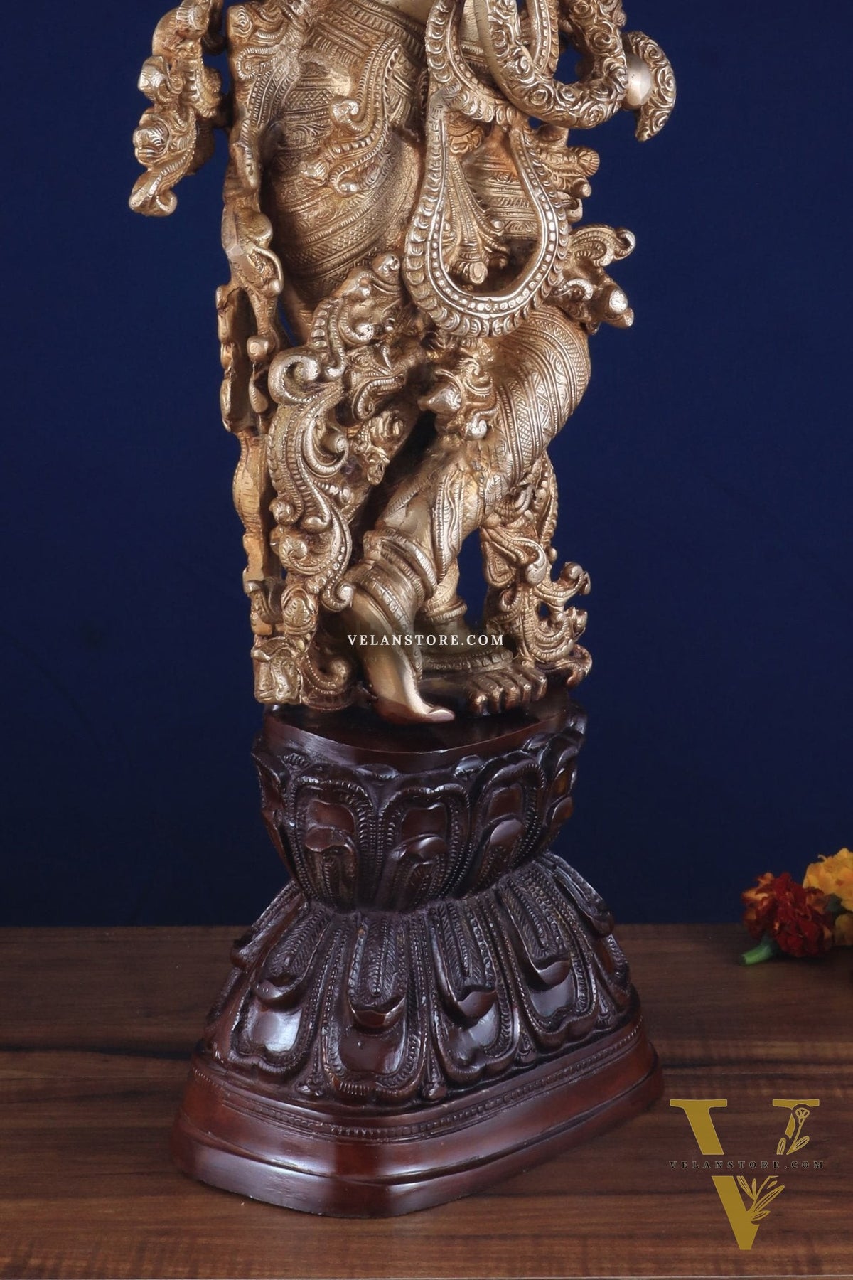 Brass Handcrafted Krishna Statue 30 inch dual tone