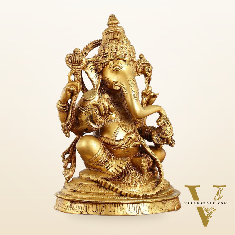 Brass Handcrafted Lord Ganesha Idol 10 inch