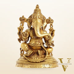 Brass Handcrafted Lord Ganesha Idol 10 inch