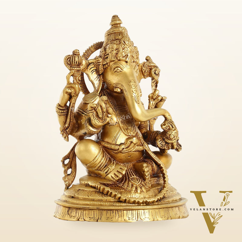 Brass Handcrafted Lord Ganesha Idol 10 inch