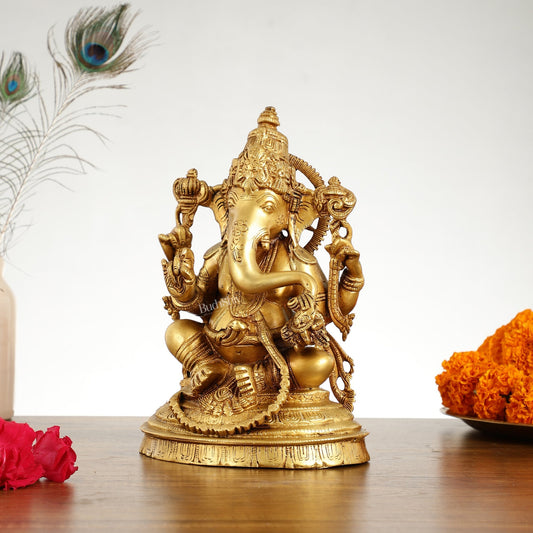 Brass Handcrafted Lord Ganesha Idol 10 inch