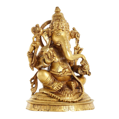 Brass Handcrafted Lord Ganesha Idol 10 inch