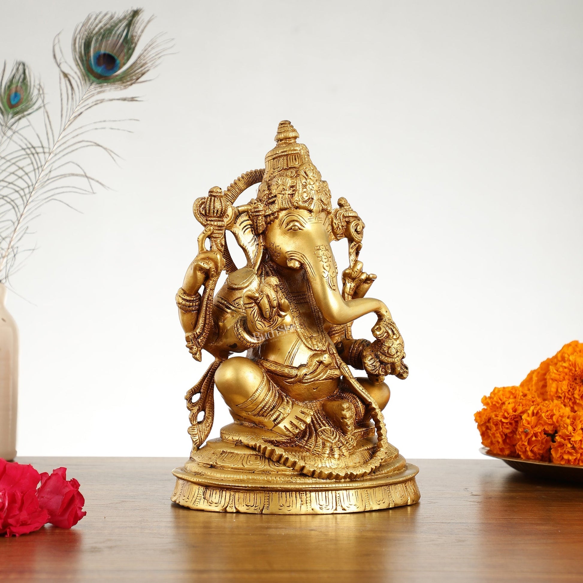 Brass Handcrafted Lord Ganesha Idol 10 inch
