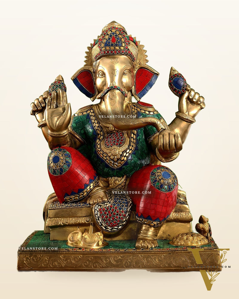 Brass Handcrafted Lord Ganesha Statue - 16 inch