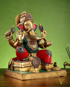 Brass Handcrafted Lord Ganesha Statue - 16 inch
