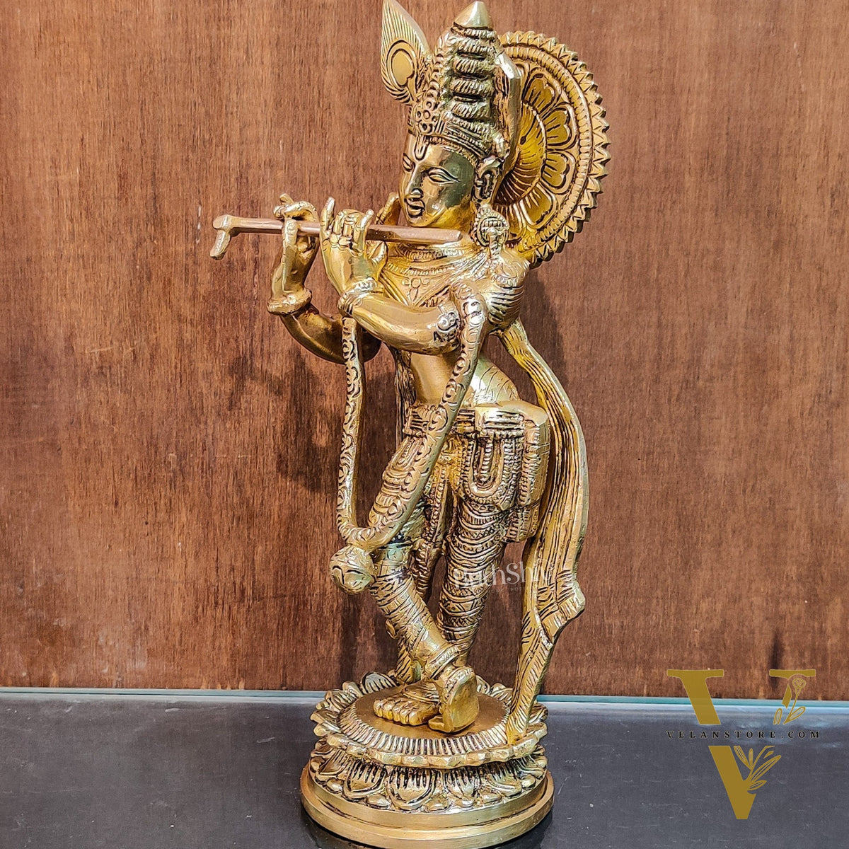 Brass Handcrafted Lord Krishna Idol | Height 11 Inch