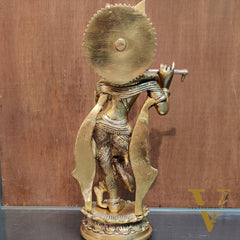 Brass Handcrafted Lord Krishna Idol | Height 11 Inch