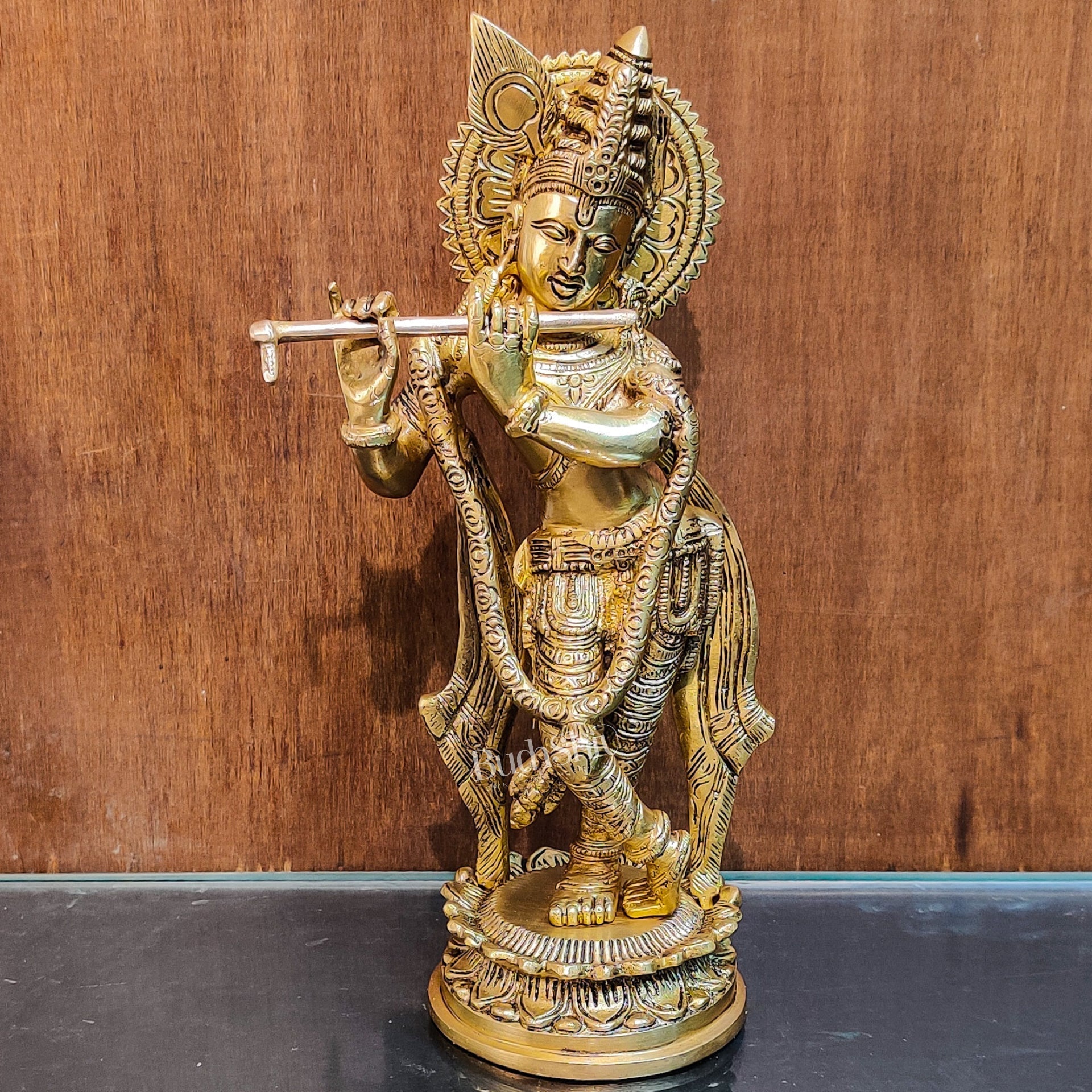 Brass Handcrafted Lord Krishna Idol | Height 11 Inch