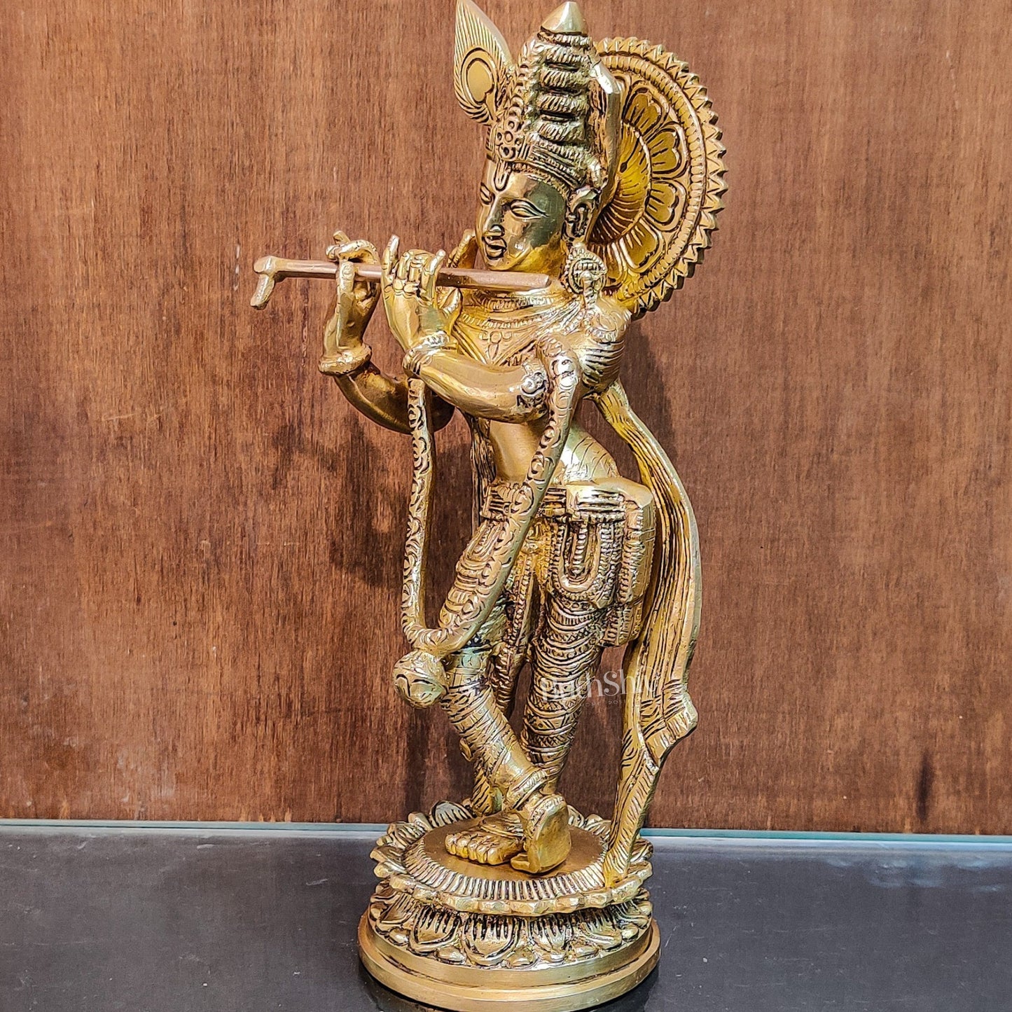 Brass Handcrafted Lord Krishna Idol | Height 11 Inch