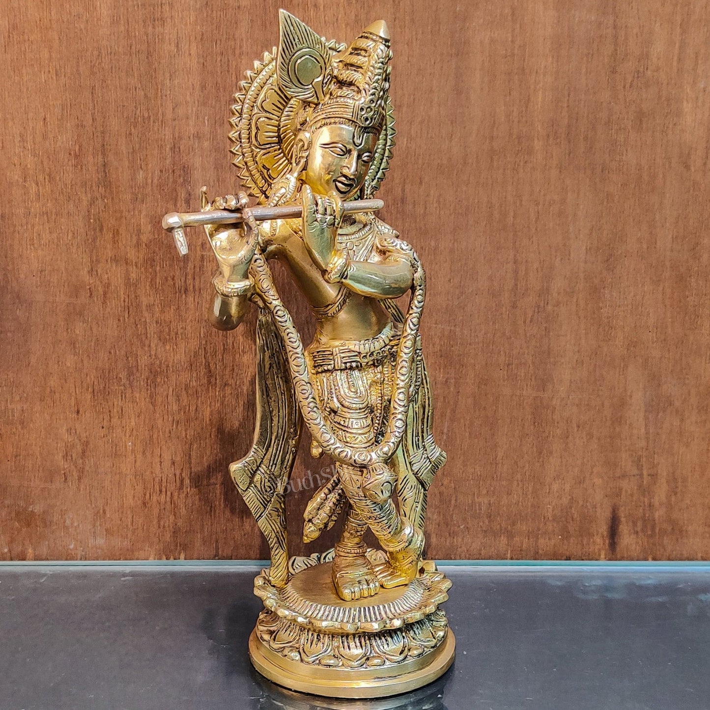 Brass Handcrafted Lord Krishna Idol | Height 11 Inch