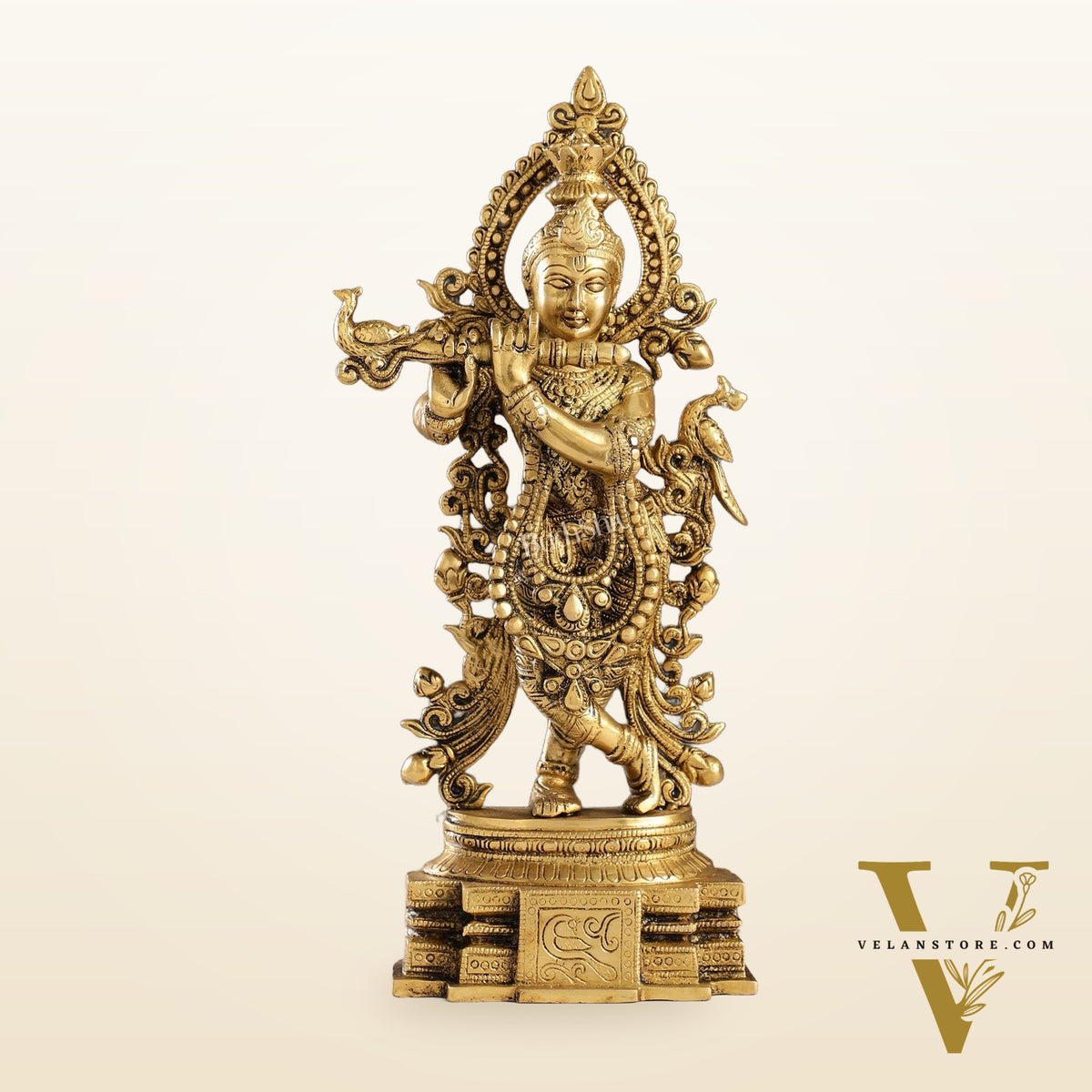 Brass Handcrafted Lord Krishna Idol - Unique Divine Sculpture | 15 inches