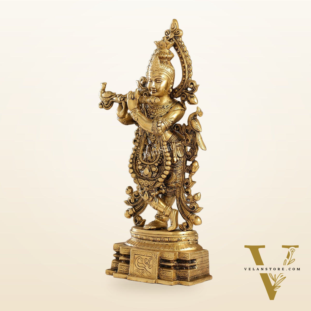 Brass Handcrafted Lord Krishna Idol - Unique Divine Sculpture | 15 inches