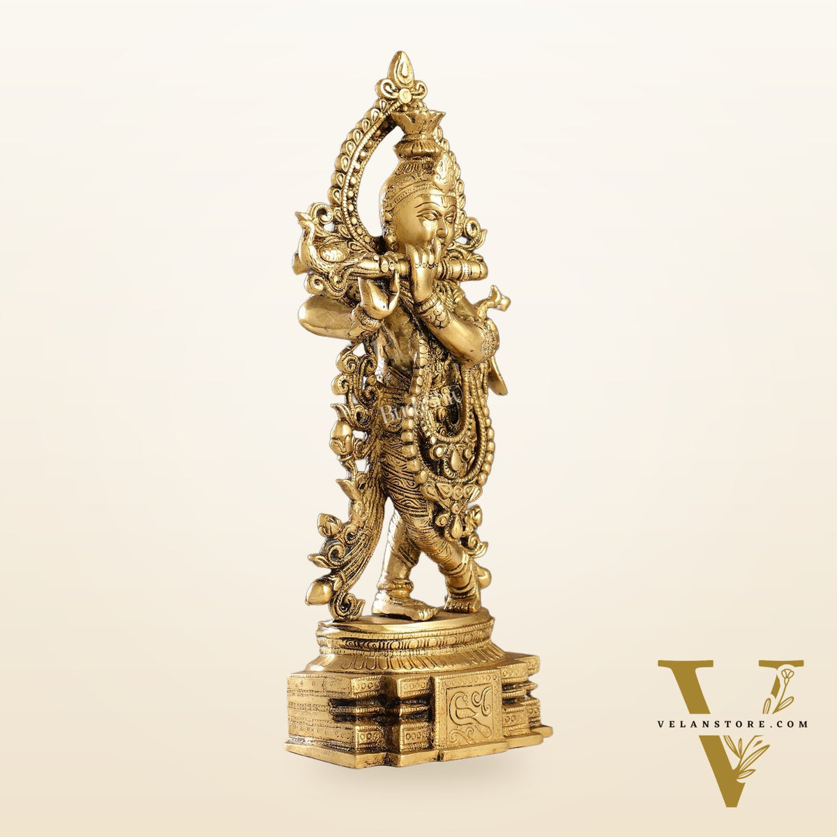 Brass Handcrafted Lord Krishna Idol - Unique Divine Sculpture | 15 inches