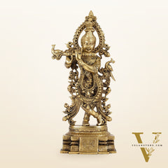 Brass Handcrafted Lord Krishna Idol - Unique Divine Sculpture | 15 inches