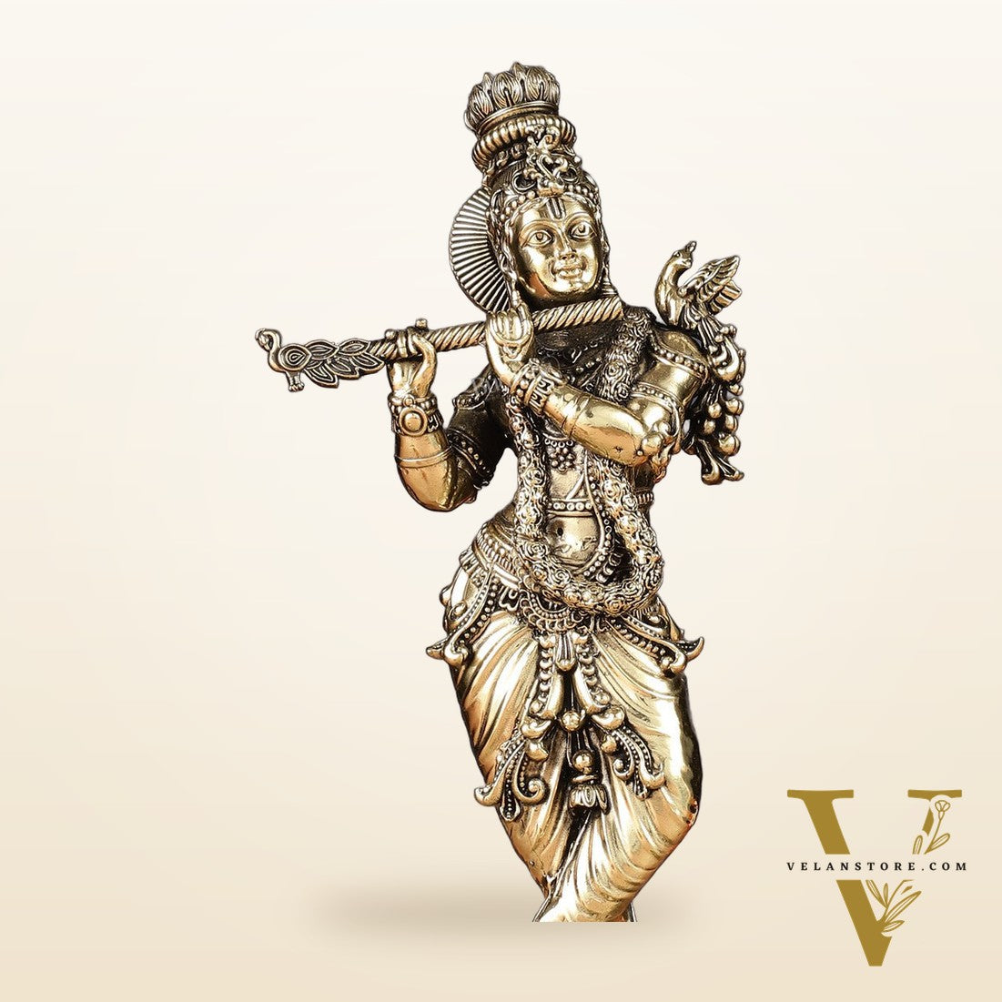 Brass handcrafted Lord Krishna Intricate Idol 10 inch