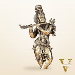 Brass handcrafted Lord Krishna Intricate Idol 10 inch