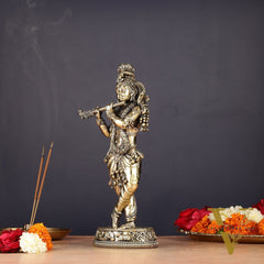 Brass handcrafted Lord Krishna Intricate Idol 10 inch