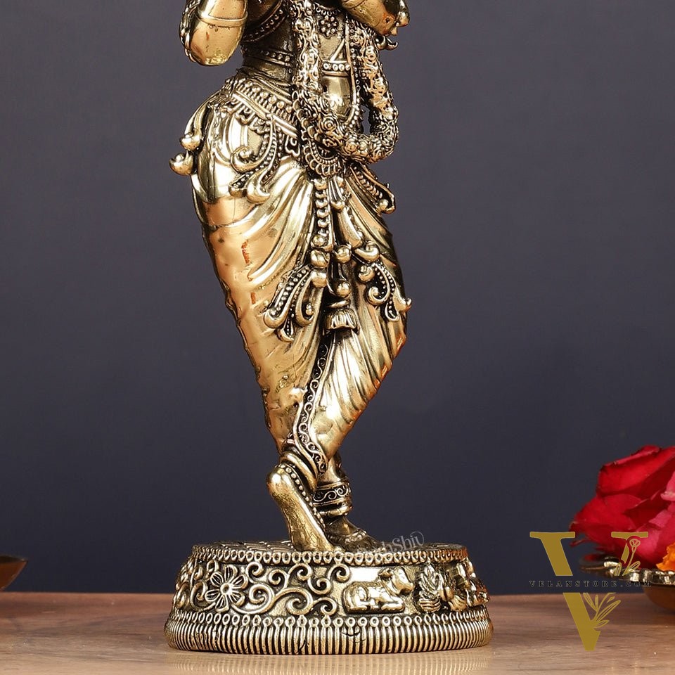 Brass handcrafted Lord Krishna Intricate Idol 10 inch