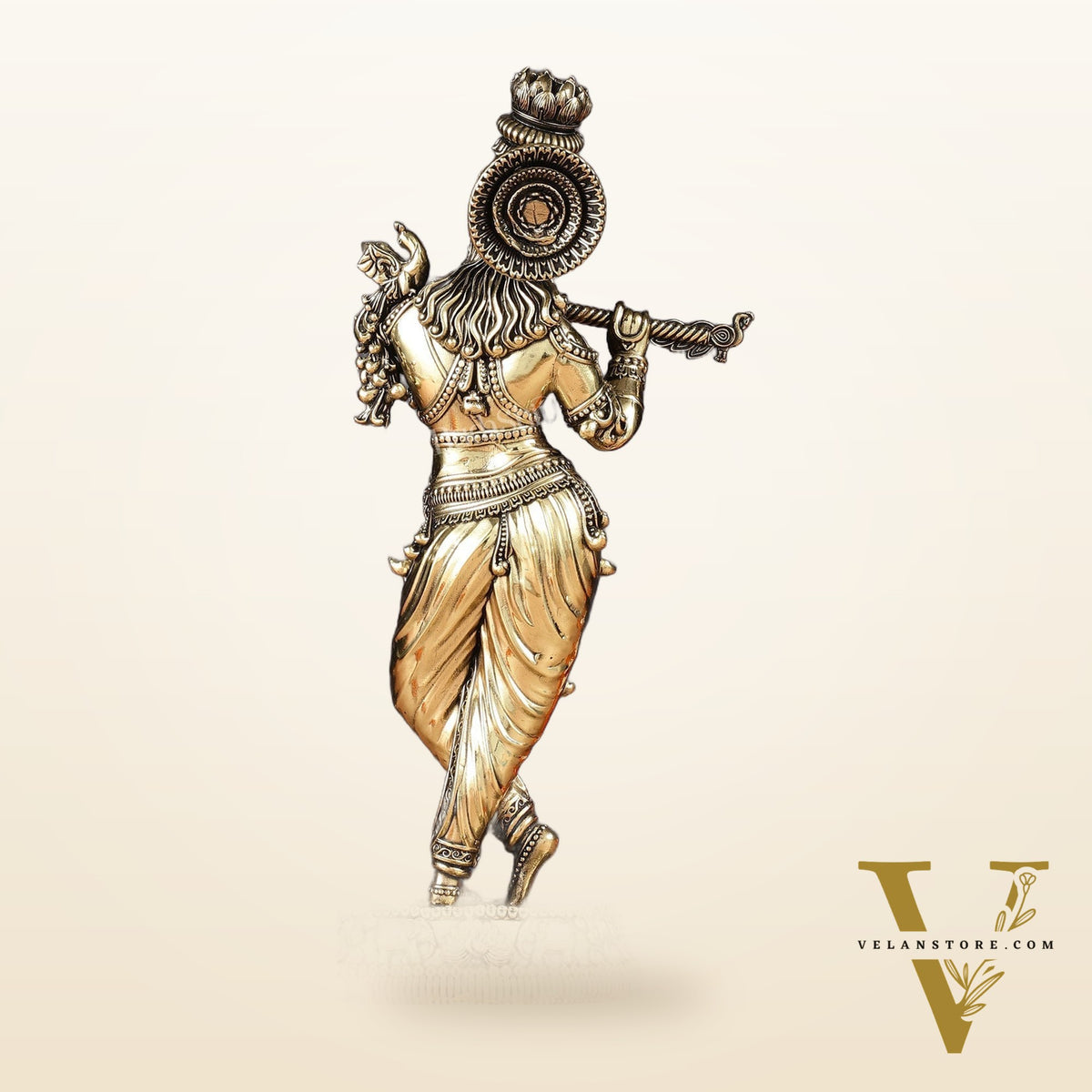 Brass handcrafted Lord Krishna Intricate Idol 10 inch