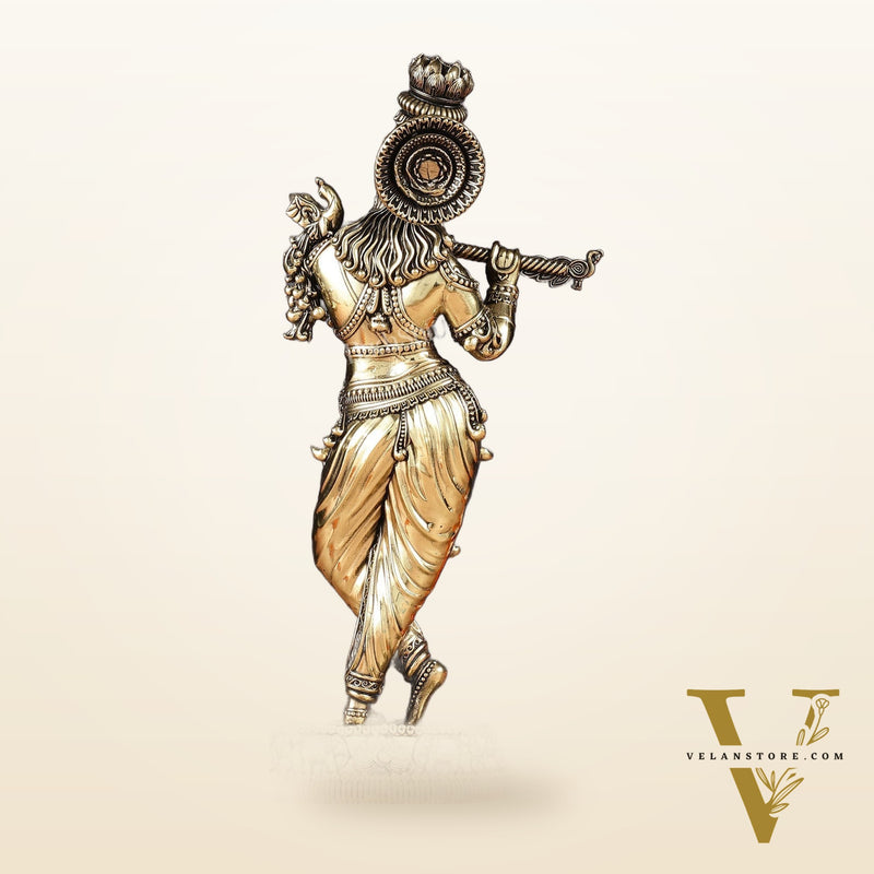 Brass handcrafted Lord Krishna Intricate Idol 10 inch