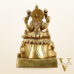 Brass Handcrafted Lord Kuber with Goddess Lakshmi and Chitralekha | Wealth and Prosperity Idol | 6" Height