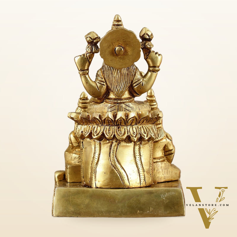 Brass Handcrafted Lord Kuber with Goddess Lakshmi and Chitralekha | Wealth and Prosperity Idol | 6" Height