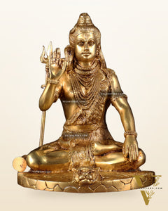 Brass Handcrafted Lord Shiva Statue | 10" abhaya mudra