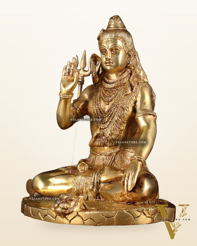 Brass Handcrafted Lord Shiva Statue | 10" abhaya mudra