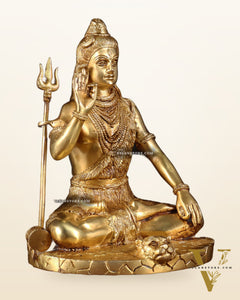 Brass Handcrafted Lord Shiva Statue | 10" abhaya mudra